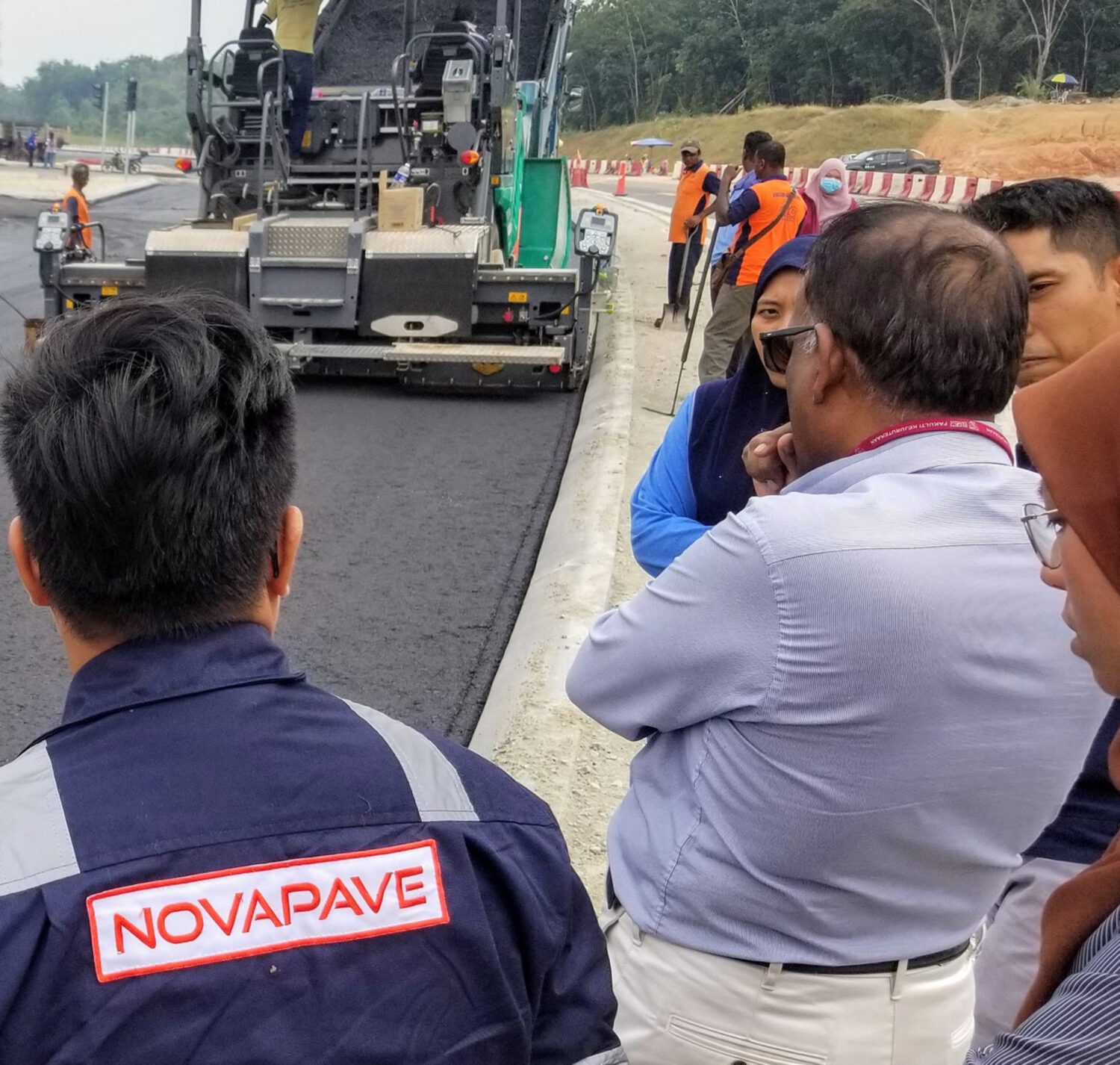 Novapave engineers supervising Fibre Mastic Asphalt paving